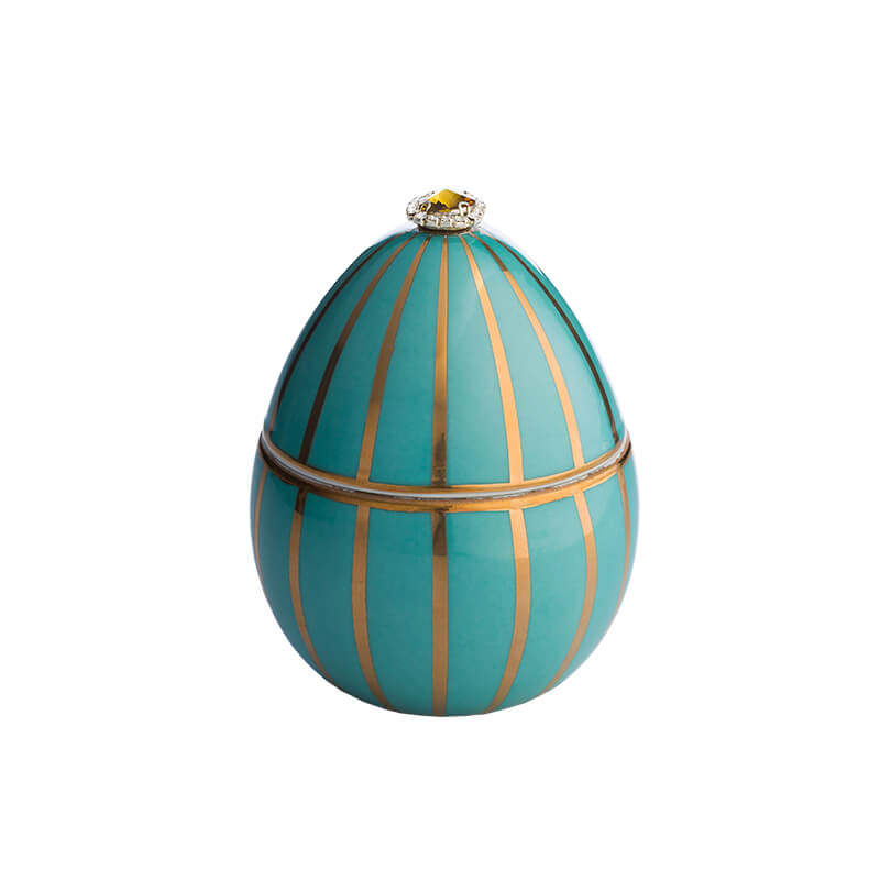 Oeuf Turquoise à rayures dorées 220 g