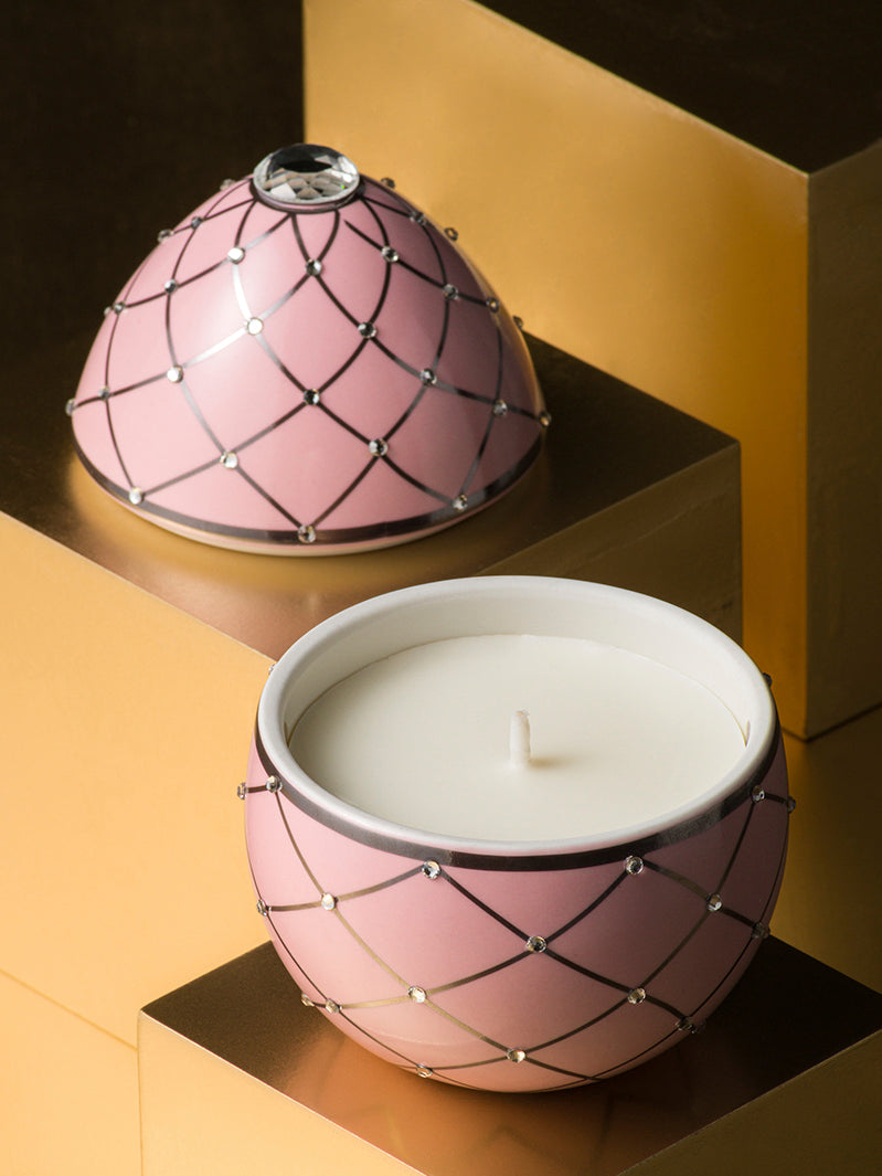 Oeuf rose à rayures argenté 220g