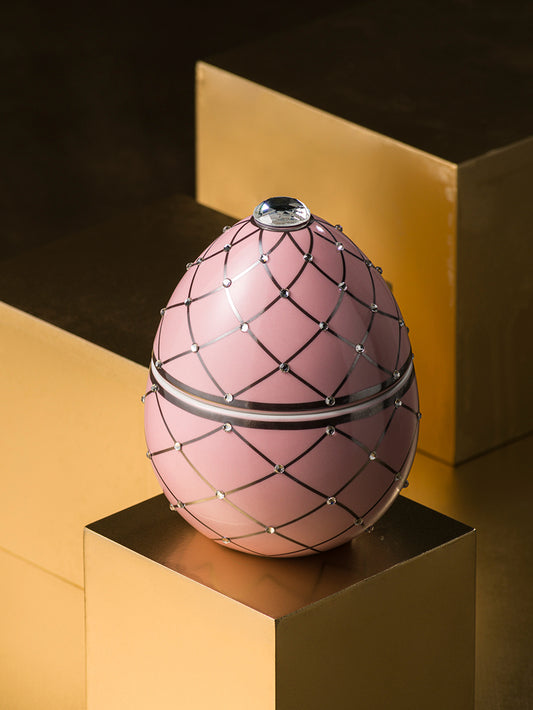 Oeuf rose à rayures argenté 220g
